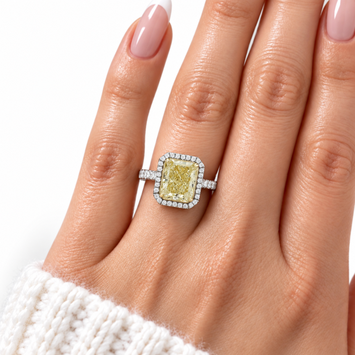 4.0 ct Radiant Cut 14k White Gold Engagement Ring - Evani Naomi Jewelry