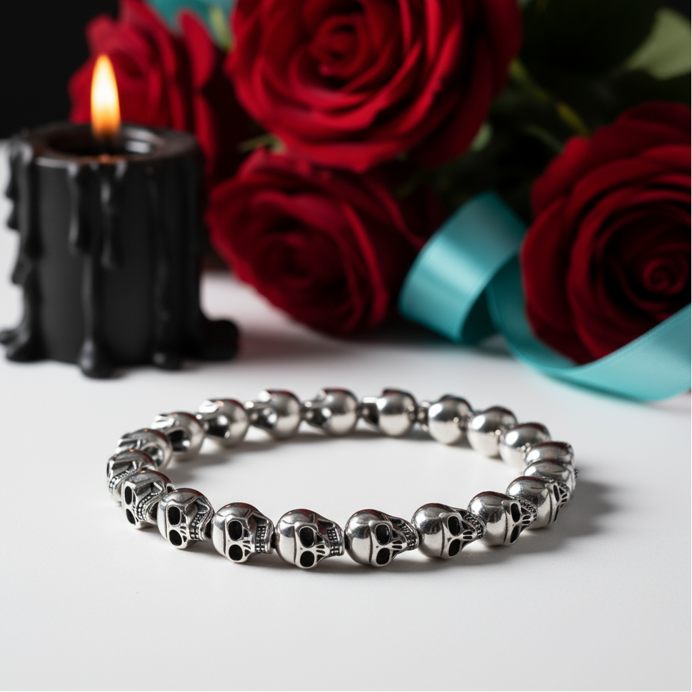 Rebel Skull Bead Gothic Bracelet-Evani Jewelry