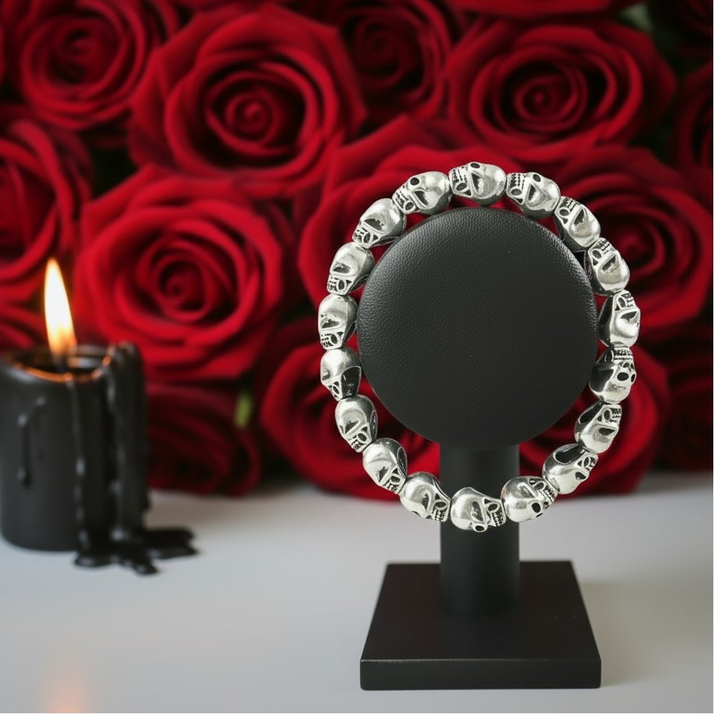 Rebel Skull Bead Gothic Bracelet-Evani Jewelry