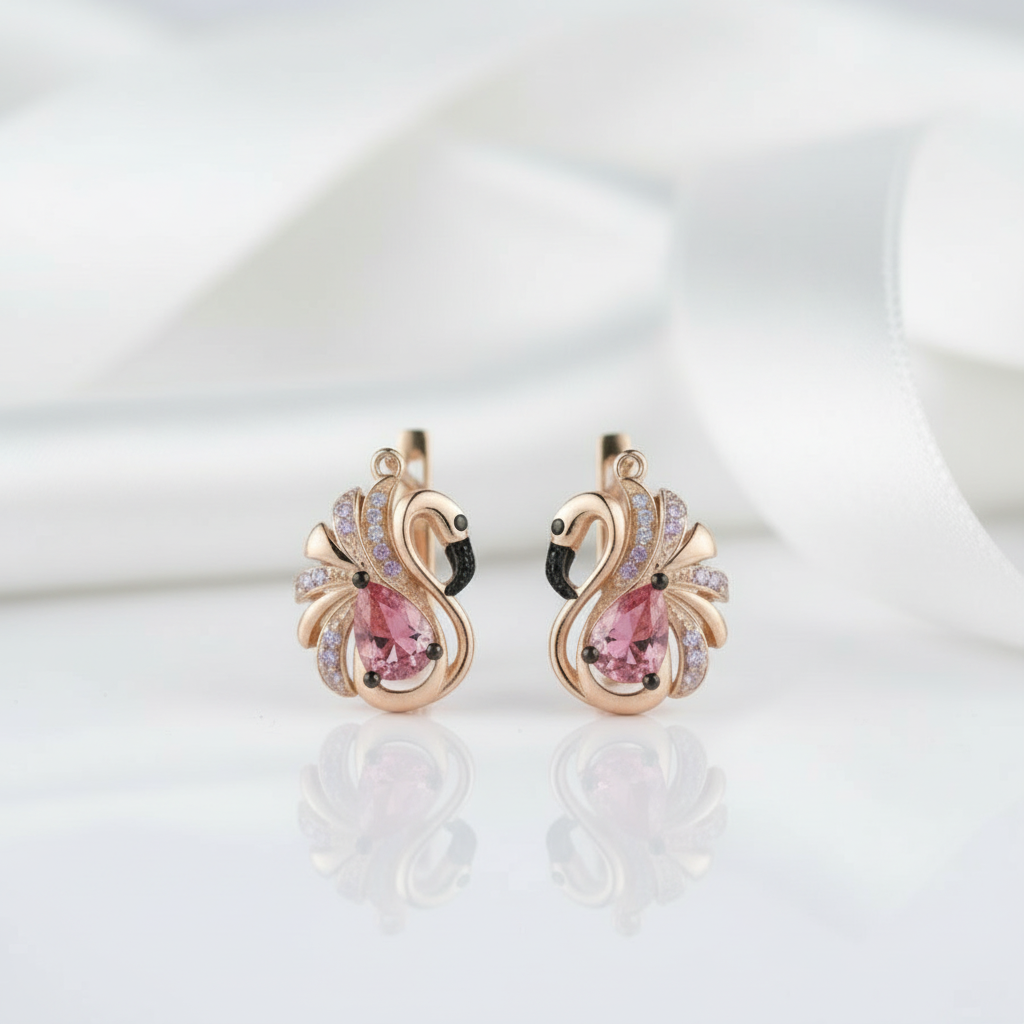 Red Cute Flamingo Earrings