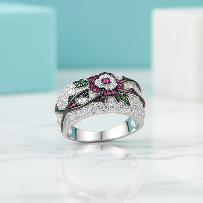 Red Ruby & Green Spinel Ring-Evani Jewelry