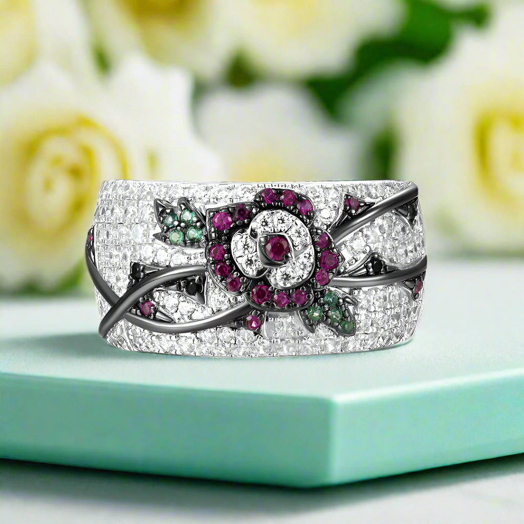 Red Ruby & Green Spinel Ring-Evani Naomi Jewelry