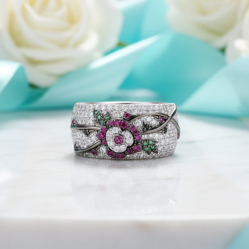Red Ruby & Green Spinel Ring-Evani Jewelry