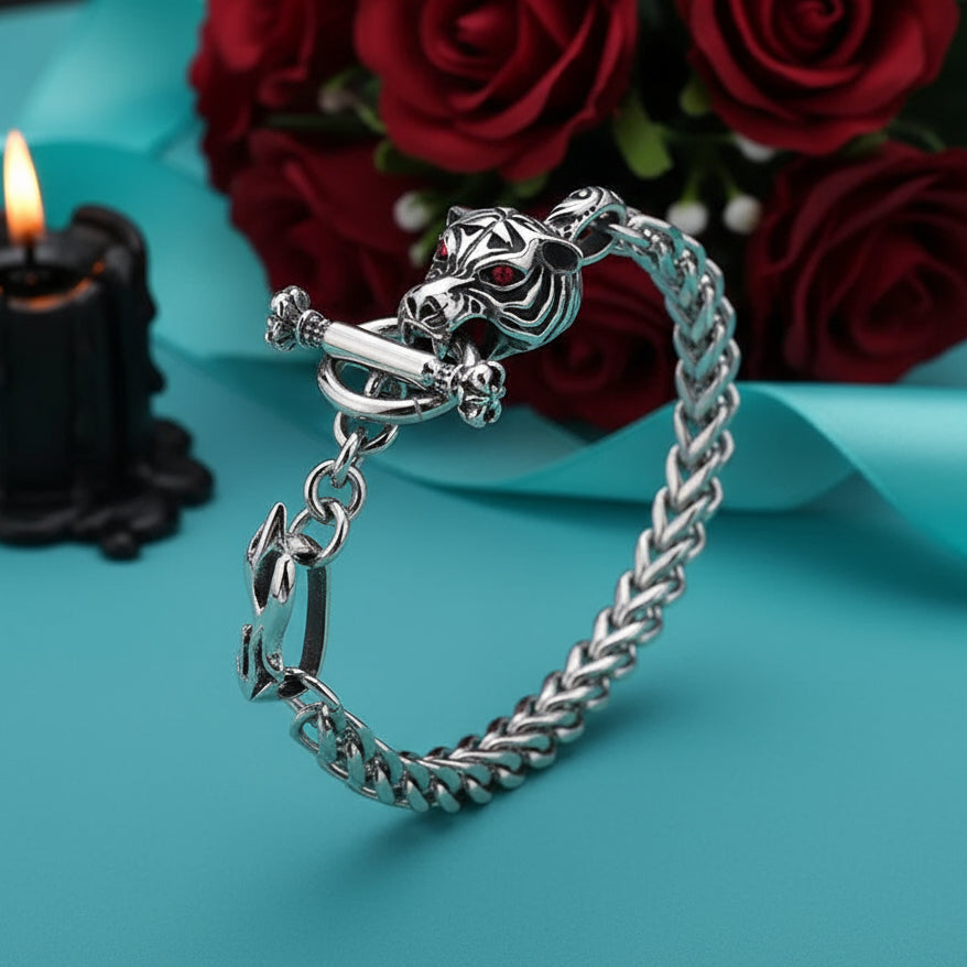 Red Stone Eyes Punk Bracelet-Evani Naomi Jewelry