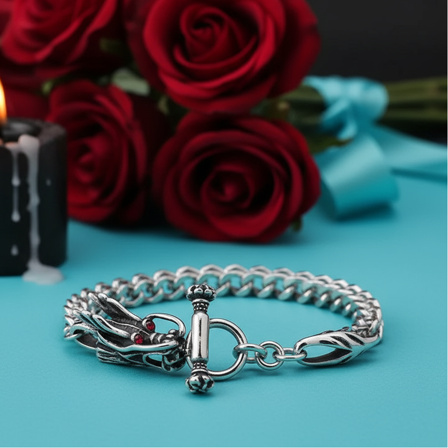 Red Stone Eyes Punk Bracelet-Evani Naomi Jewelry