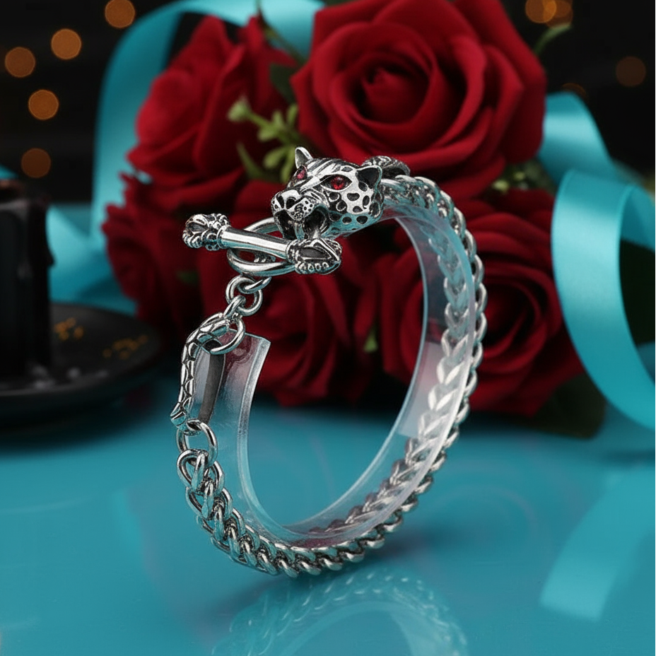 Red Stone Eyes Punk Bracelet-Evani Naomi Jewelry