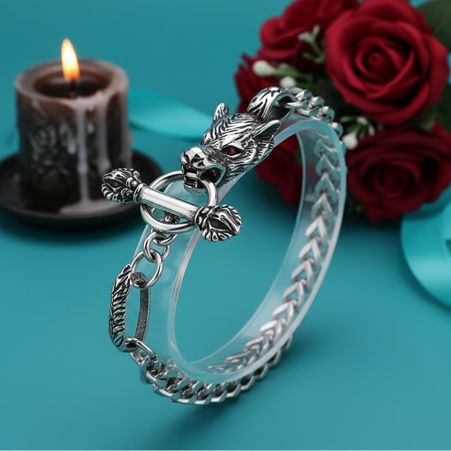 Red Stone Eyes Punk Bracelet-Evani Naomi Jewelry