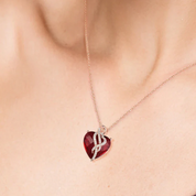 Red Stones Diamond Heart Pendant-Evani Naomi Jewelry