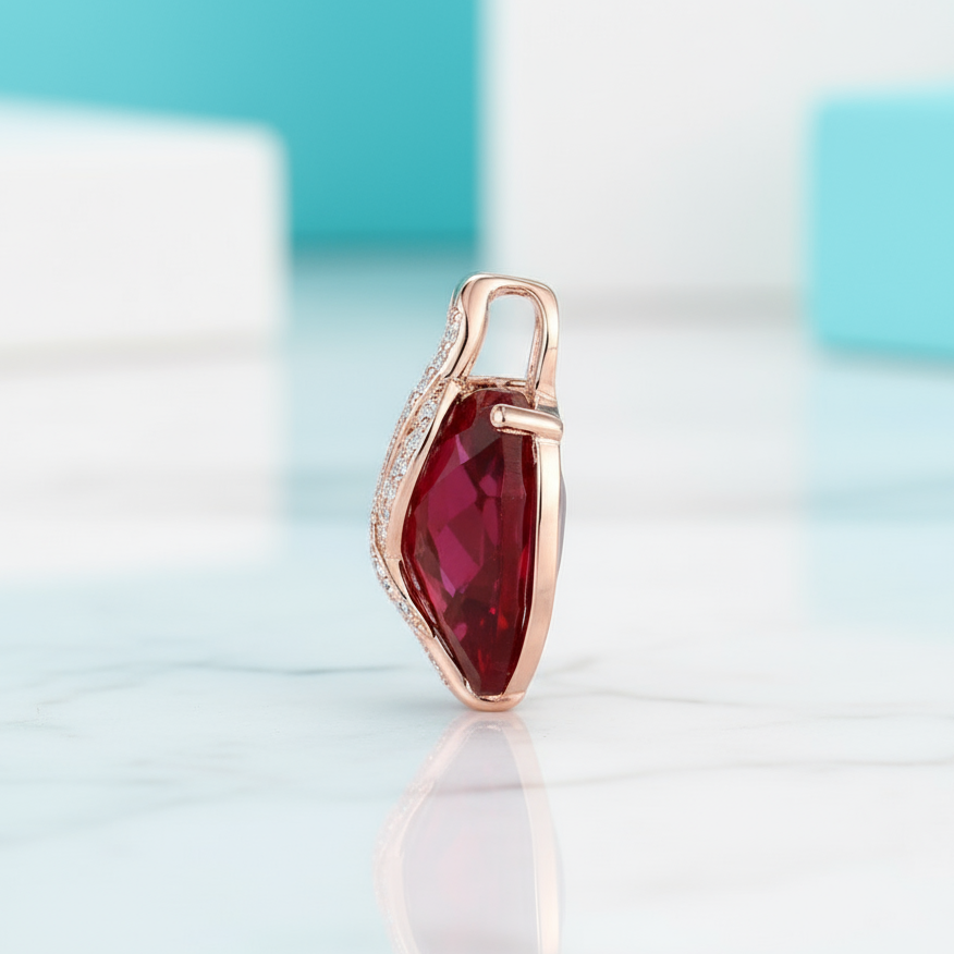 Ruby Red Diamond Heart Pendant-Evani Jewelry