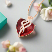 Red Stones Diamond Heart Pendant-Evani Naomi Jewelry