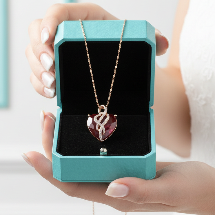 Ruby Red Diamond Heart Pendant-Evani Jewelry