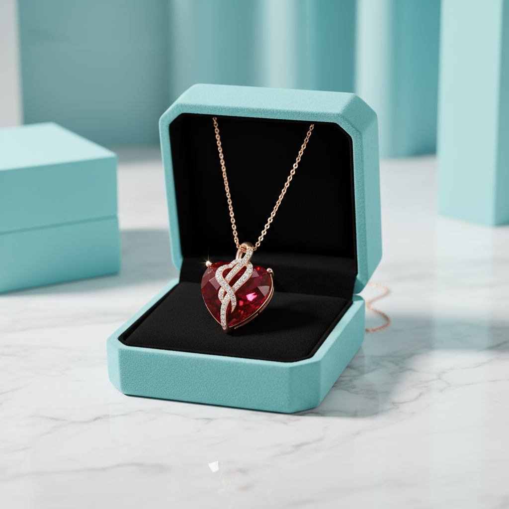 Classic Red Heart Gemstone Pendant-Evani Jewelry