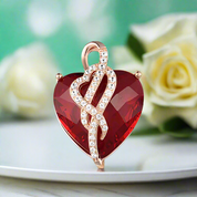 Red Stones Diamond Heart Pendant-Evani Naomi Jewelry