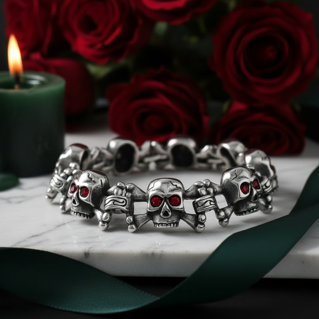 Red-eyed Skull Gothic Bracelet-Evani Jewelry