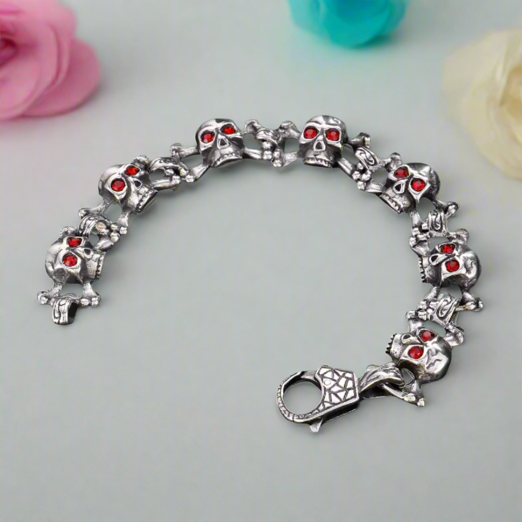 Red-eyed Skull Gothic Bracelet-Evani Naomi Jewelry