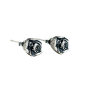 Retro Black Death Rose Flower Stud Earrings-Evani Naomi Jewelry