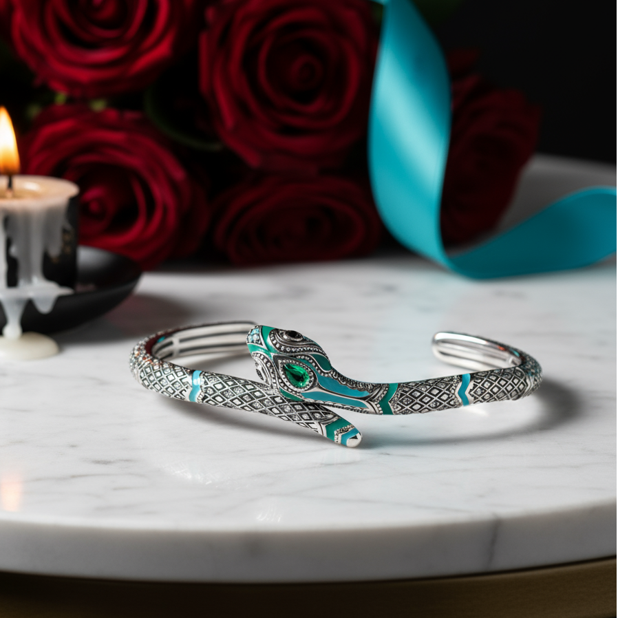 Retro Blue Snake Bohemian Bangle Bracelet-Evani Jewelry