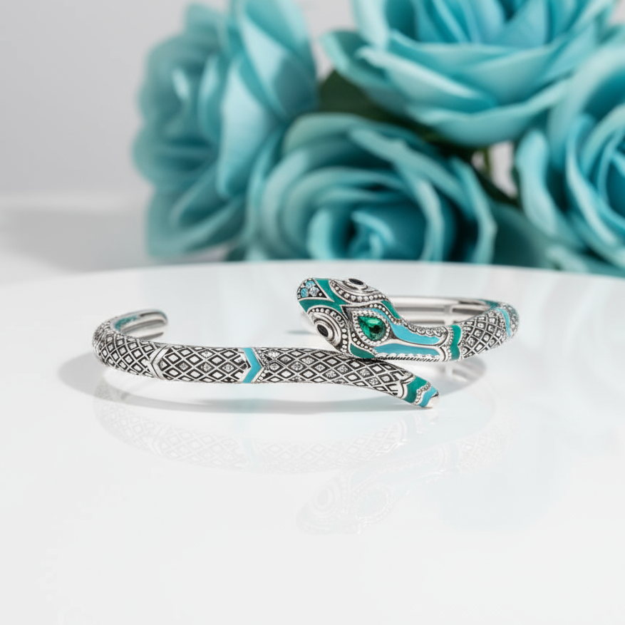 Retro Blue Snake Bohemian Bangle Bracelet-Evani Naomi Jewelry