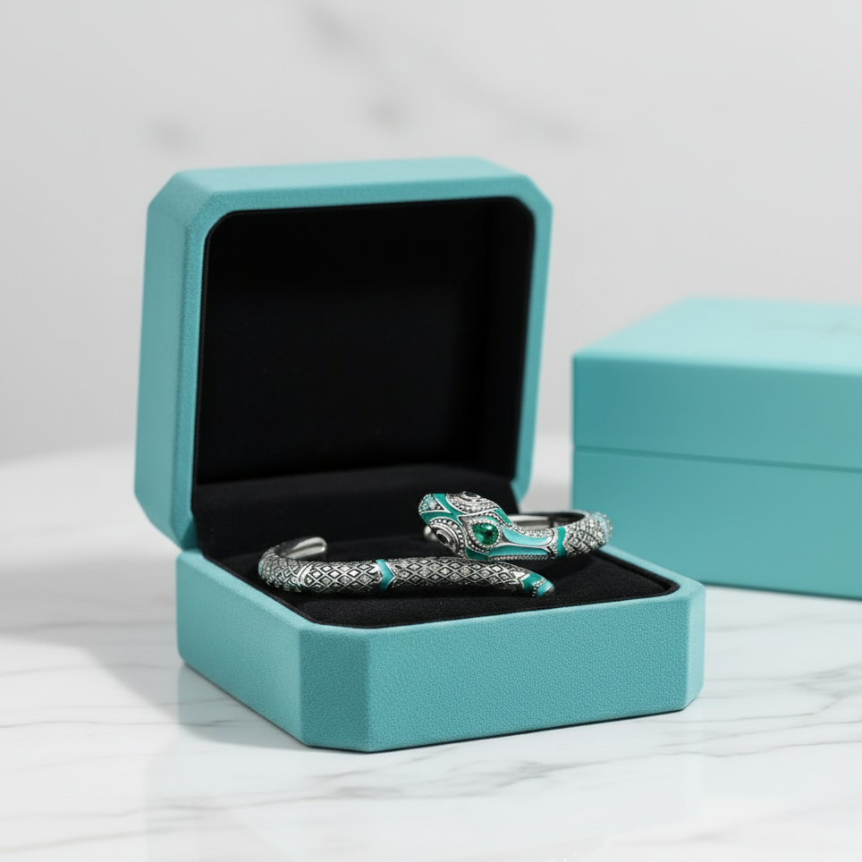 Retro Blue Snake Bohemian Bangle Bracelet-Evani Jewelry