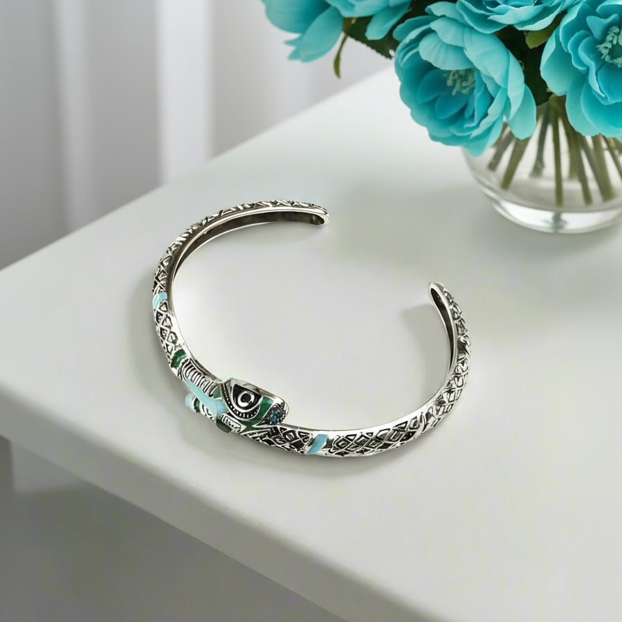 Retro Blue Snake Bohemian Bangle Bracelet-Evani Naomi Jewelry
