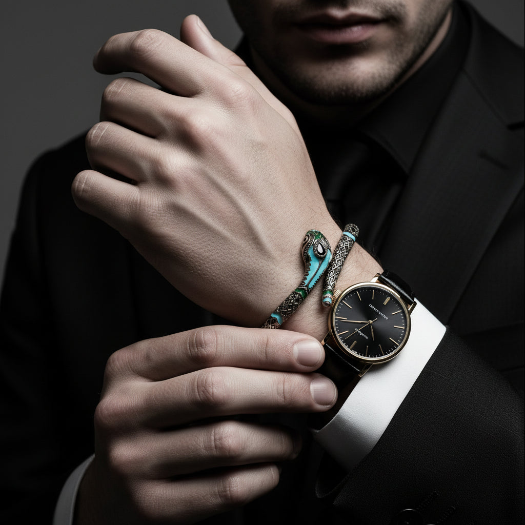 Retro Blue Snake Bohemian Bangle Bracelet-Evani Jewelry