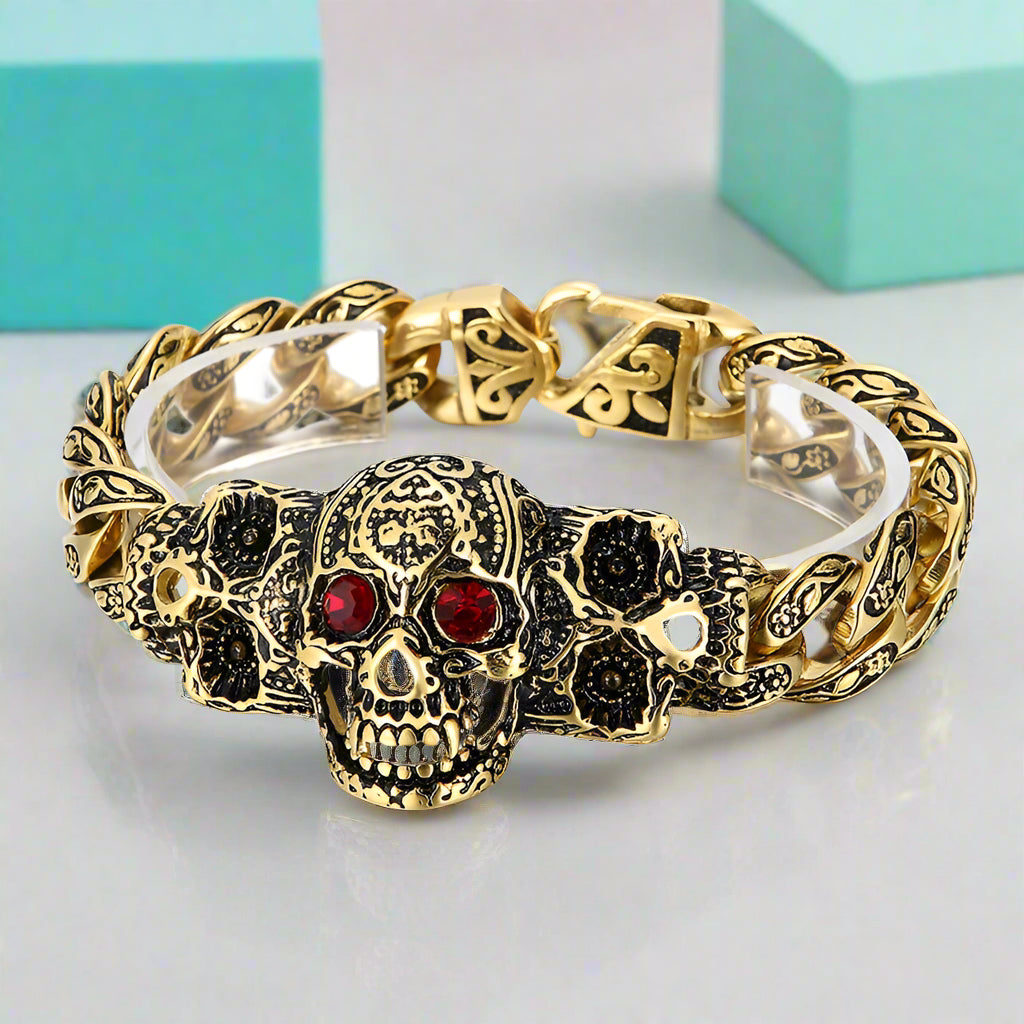 Retro Gothic Skull Diamond Punk Bracelet-Evani Naomi Jewelry