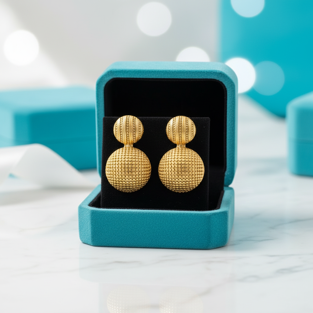 Retro Hemisphere Needle Matte Citrine Earrings - Evani Naomi Jewelry