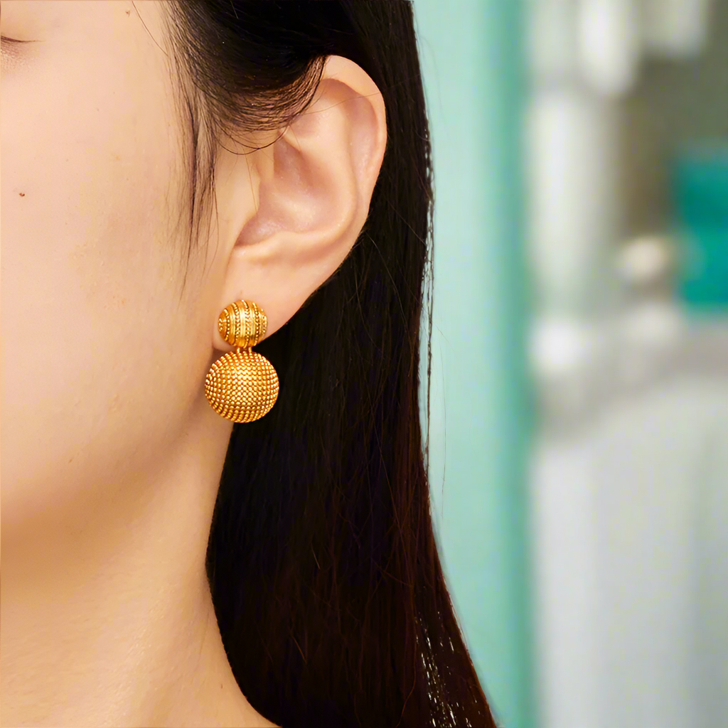 Retro Hemisphere Needle Matte Earrings-Evani Naomi Jewelry