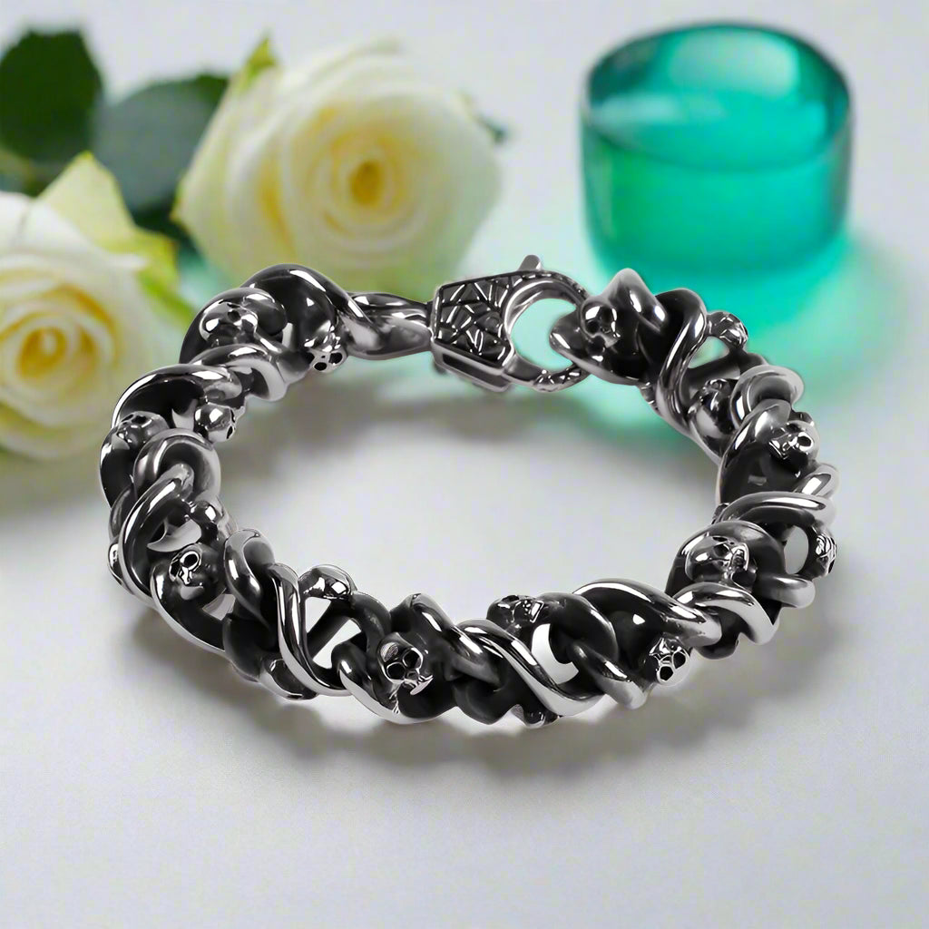 Retro Twisted Chain Skull Punk Style Bracelet-Evani Jewelry