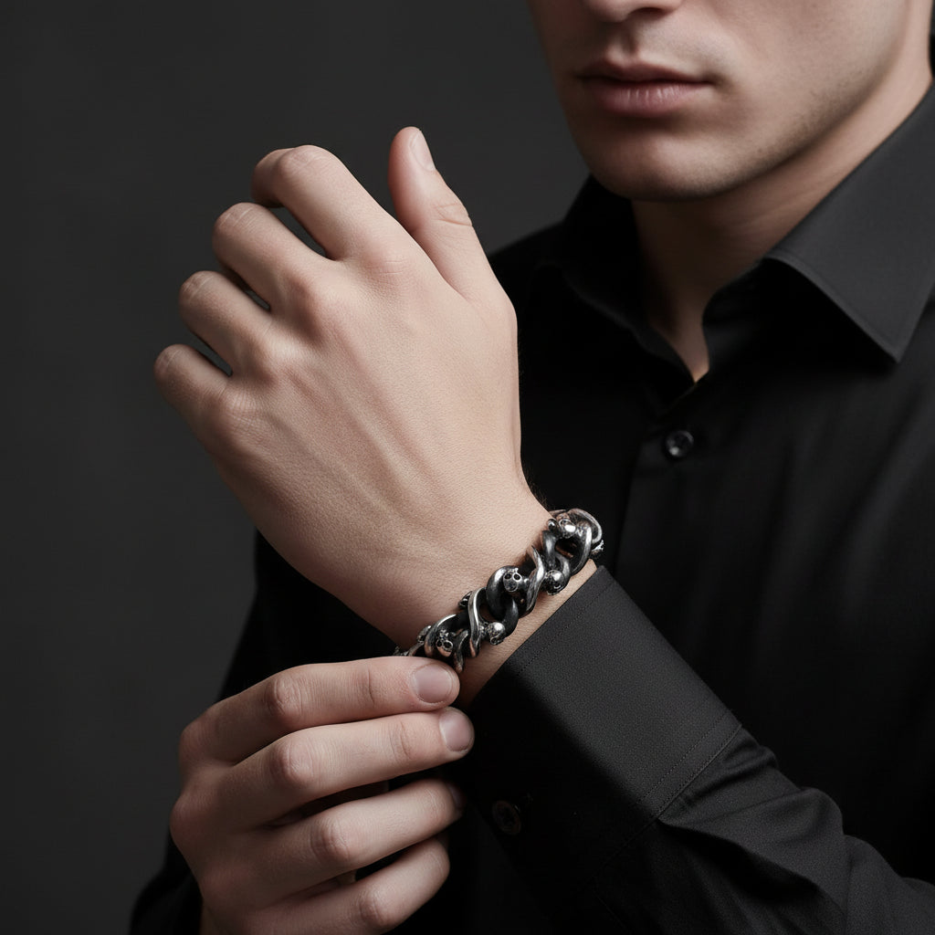 Retro Twisted Chain Skull Punk Style Bracelet-Evani Jewelry