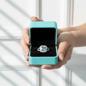 Elegant 1.0 Ct Diamond Aquamarine Double-Halo Bridal Set-Evani Jewelry