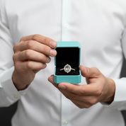 Bloom of Love- Oval Cut Halo Pave Moss Agate Cluster Engagement Rings