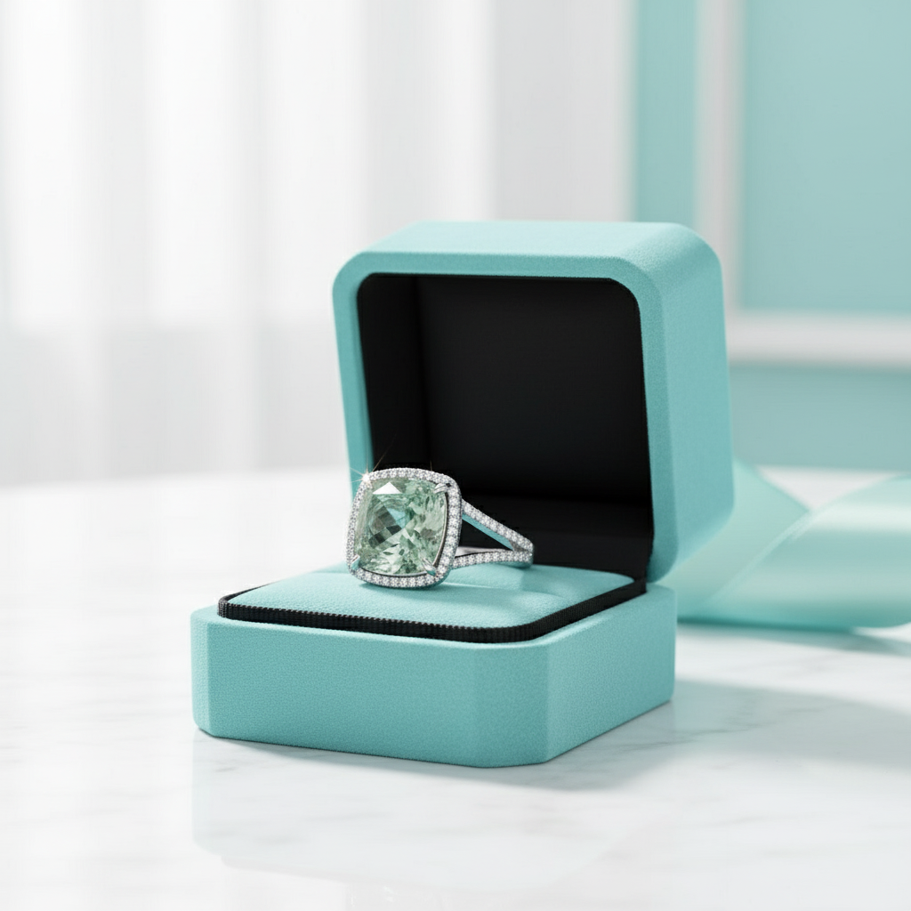 Dewdrop Sparkle- Cushion Cut Natural Moss Agate Ring - Evani Naomi Jewelry