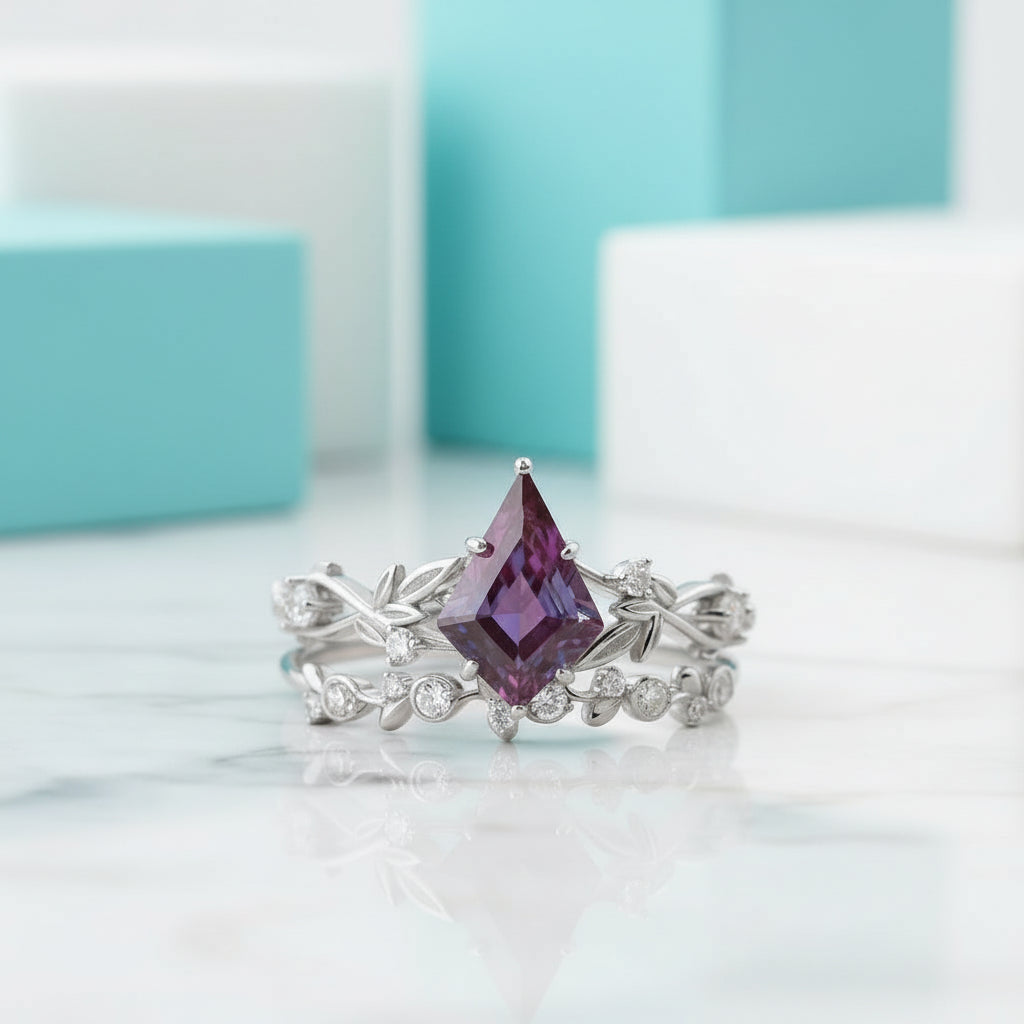 Kite Cut Alexandrite Birthstone Ring-Evani Jewelry