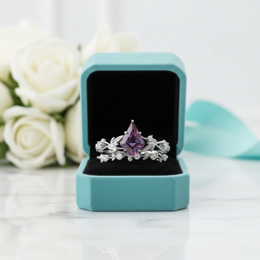 Kite Cut Alexandrite Birthstone Ring-Evani Jewelry
