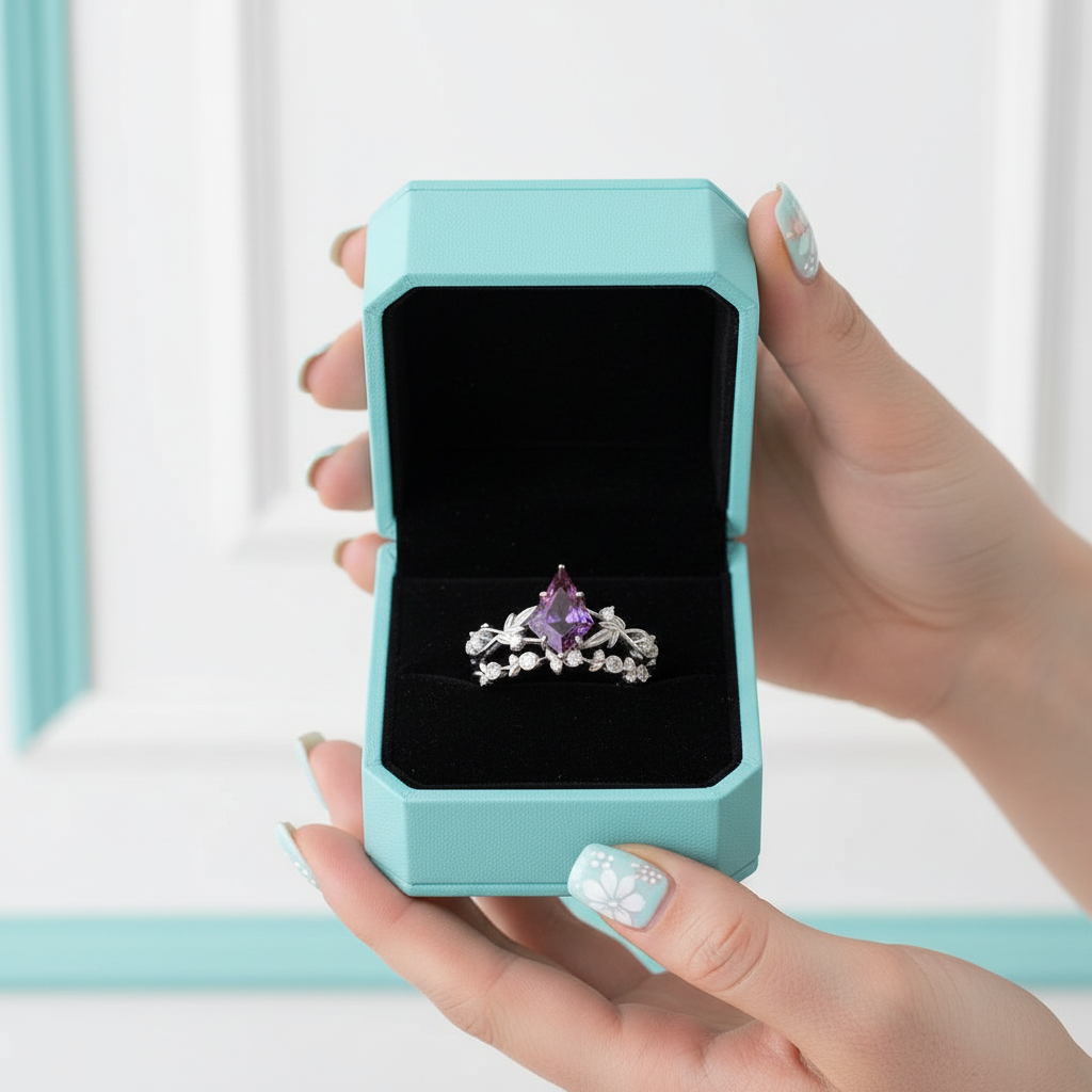 Kite Cut Alexandrite Birthstone Ring-Evani Jewelry