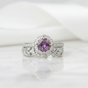 Round Cut Alexandrite Birthstone Ring-Evani Jewelry