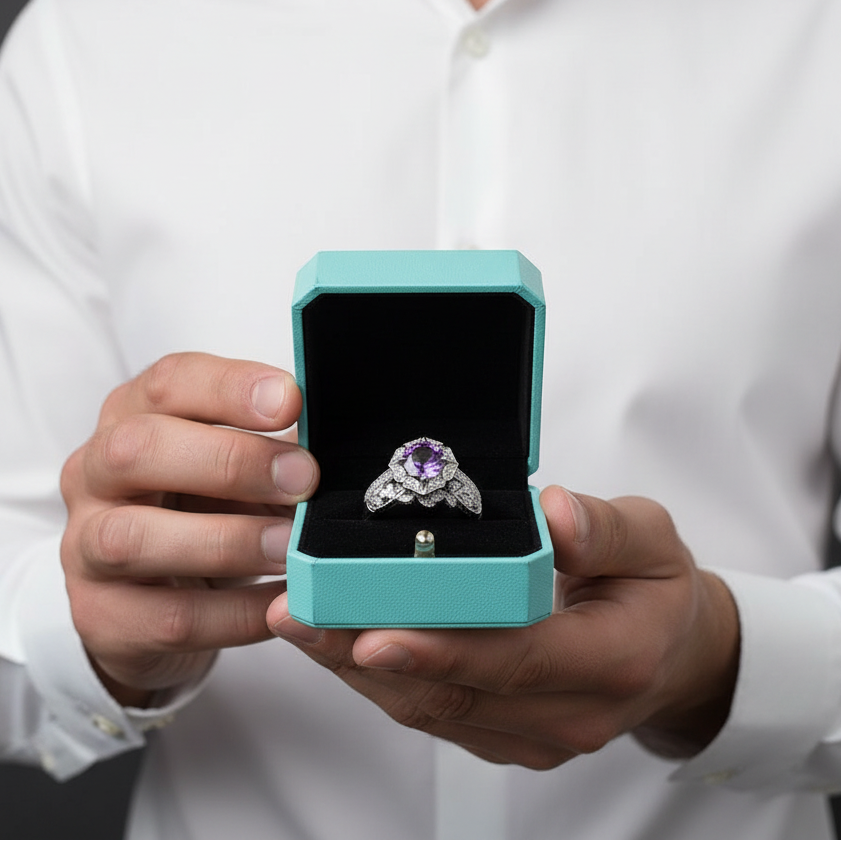 Round Cut Alexandrite Birthstone Ring-Evani Jewelry