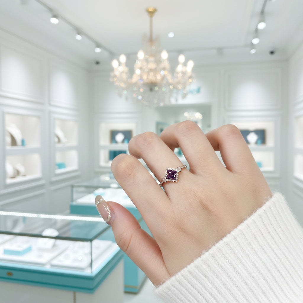 Natural Alexandrite Birthstone Ring-Evani Jewelry