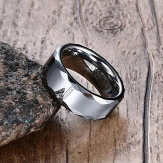 Rippled Edges Tungsten Men's Wedding Band-Evani Naomi Jewelry