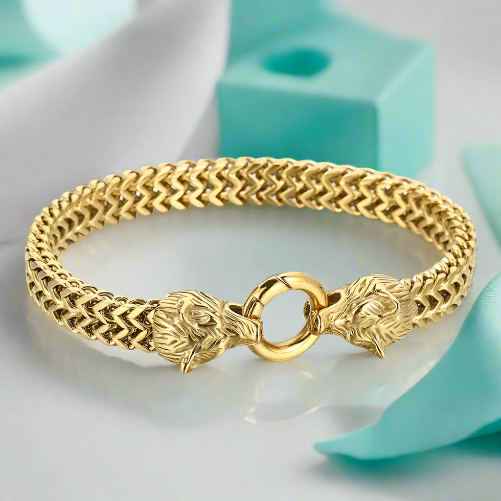 Rock Viking Wolf Charm Bracelet-Evani Naomi Jewelry