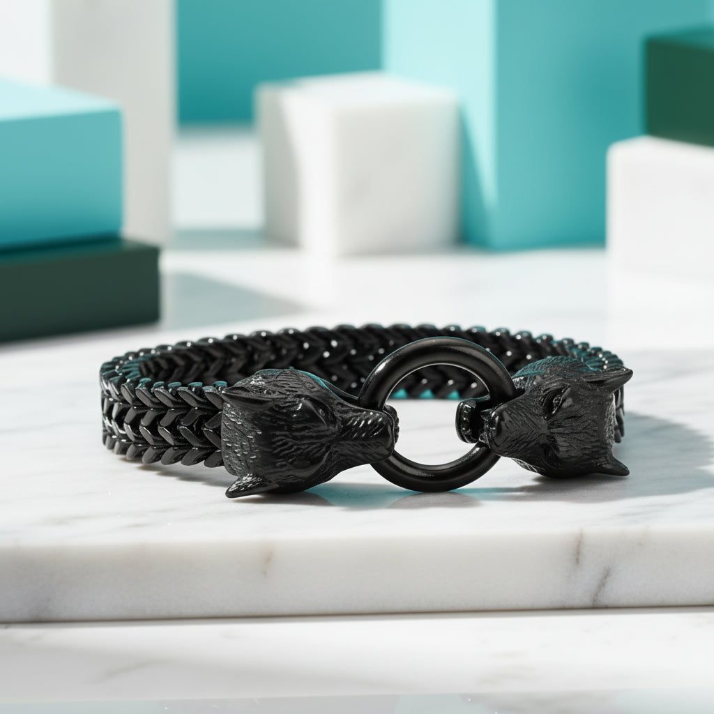 Rock Viking Wolf Charm Bracelet-Evani Jewelry