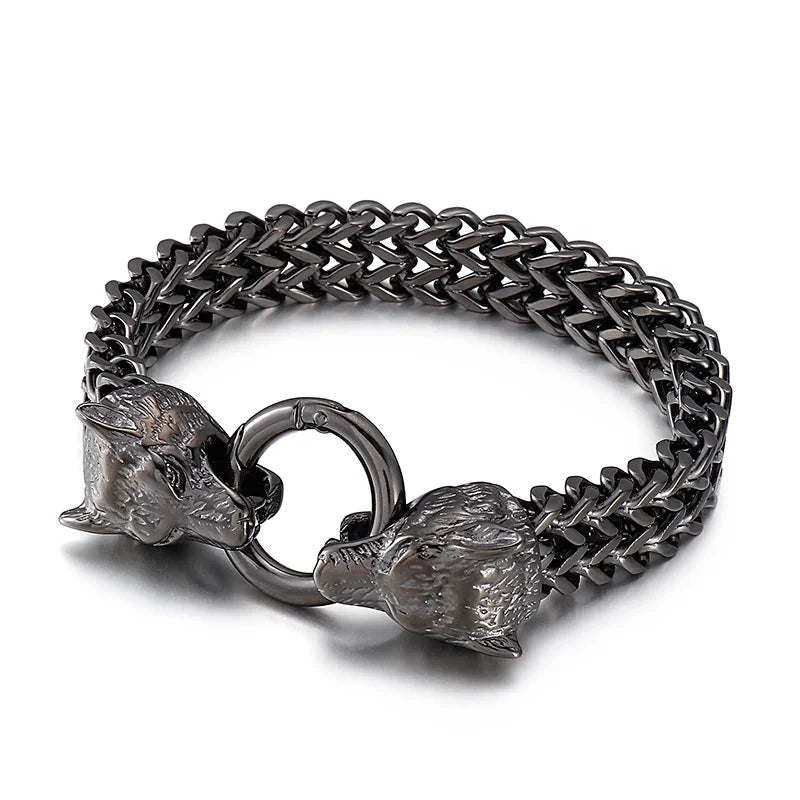 Rock Viking Wolf Charm Bracelet-Evani Naomi Jewelry