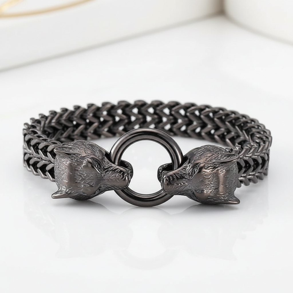 Rock Viking Wolf Charm Bracelet - Evani Naomi Jewelry