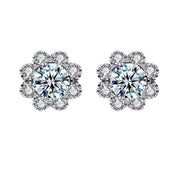 Romantic Flower Shaped Diamond Stud Earrings-Evani Naomi Jewelry