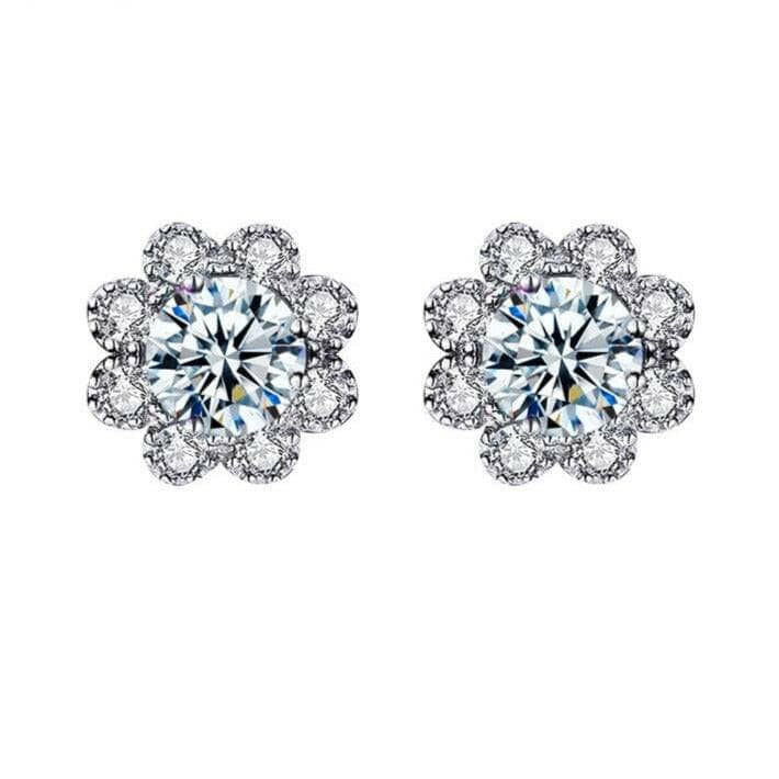 Romantic Flower Shaped Diamond Stud Earrings-Evani Naomi Jewelry