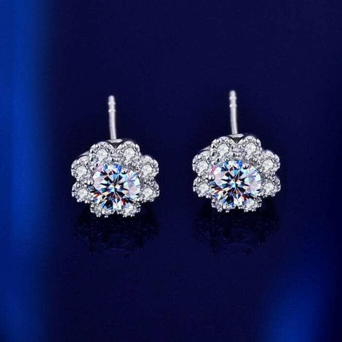 Romantic Flower Shaped Diamond Stud Earrings-Evani Naomi Jewelry