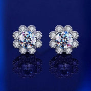 Romantic Flower Shaped Diamond Stud Earrings-Evani Naomi Jewelry