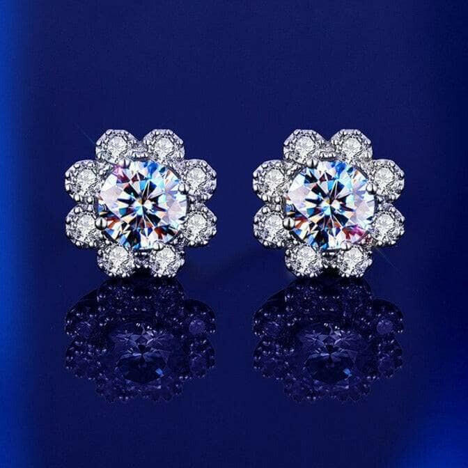 Romantic Flower Shaped Diamond Stud Earrings-Evani Naomi Jewelry