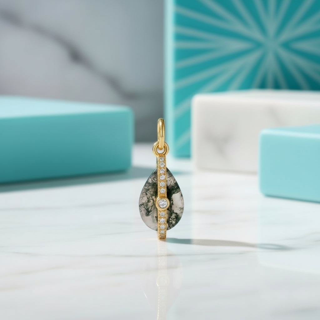 Rooted Love- Natural Moss Agate Pendant Necklace-Evani Jewelry